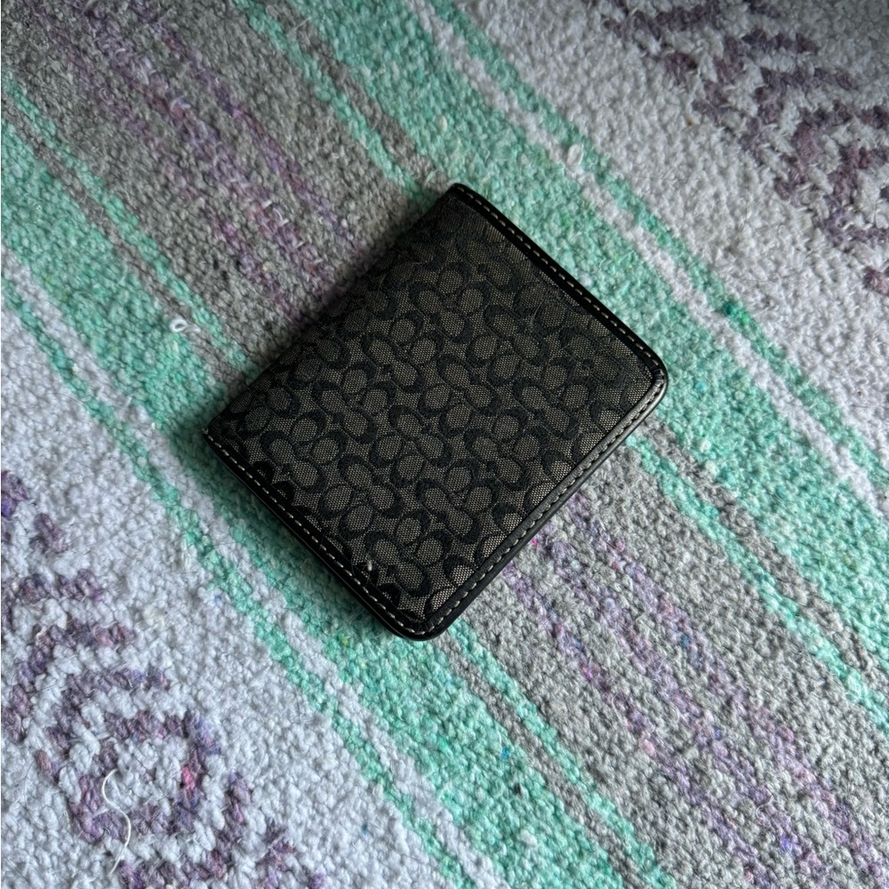 Coach Signature Black and Gray Card Holder